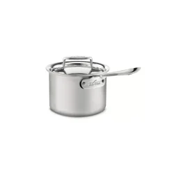 D5 Stainless Brushed 5-Ply Bonded Cookware, Sauce Pan With Lid, 2 Quart><noscript><img width=