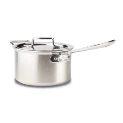 D5 Stainless Brushed 5-Ply Bonded Cookware, Sauce Pan With Lid, 4 Quart><noscript><img width=