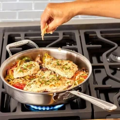 D5 Stainless Brushed 5-Ply Bonded Cookware, Saute Pan With Lid, 6 Quart><noscript><img width=