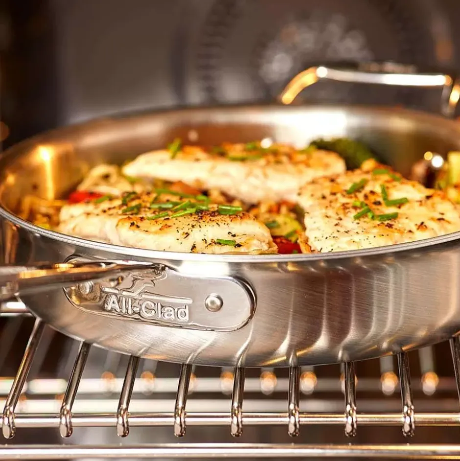 D5 Stainless Brushed 5-Ply Bonded Cookware, Saute Pan With Lid, 6 Quart>All-Clad Clearance