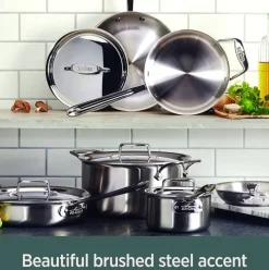 D5 Stainless Brushed 5-Ply Bonded Cookware, Soup Pot With Lid, 4 Quart>All-Clad Outlet