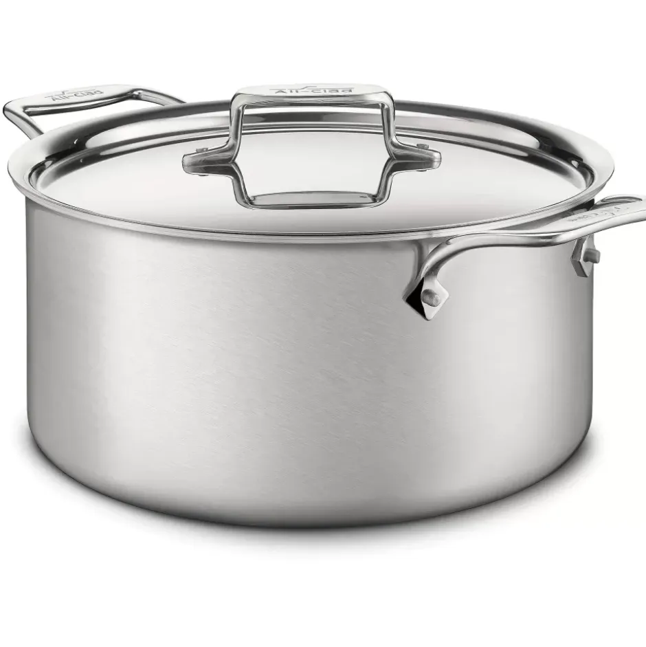 D5 Stainless Brushed 5-Ply Bonded Cookware, Stockpot With Lid, 8 Quart>All-Clad Hot