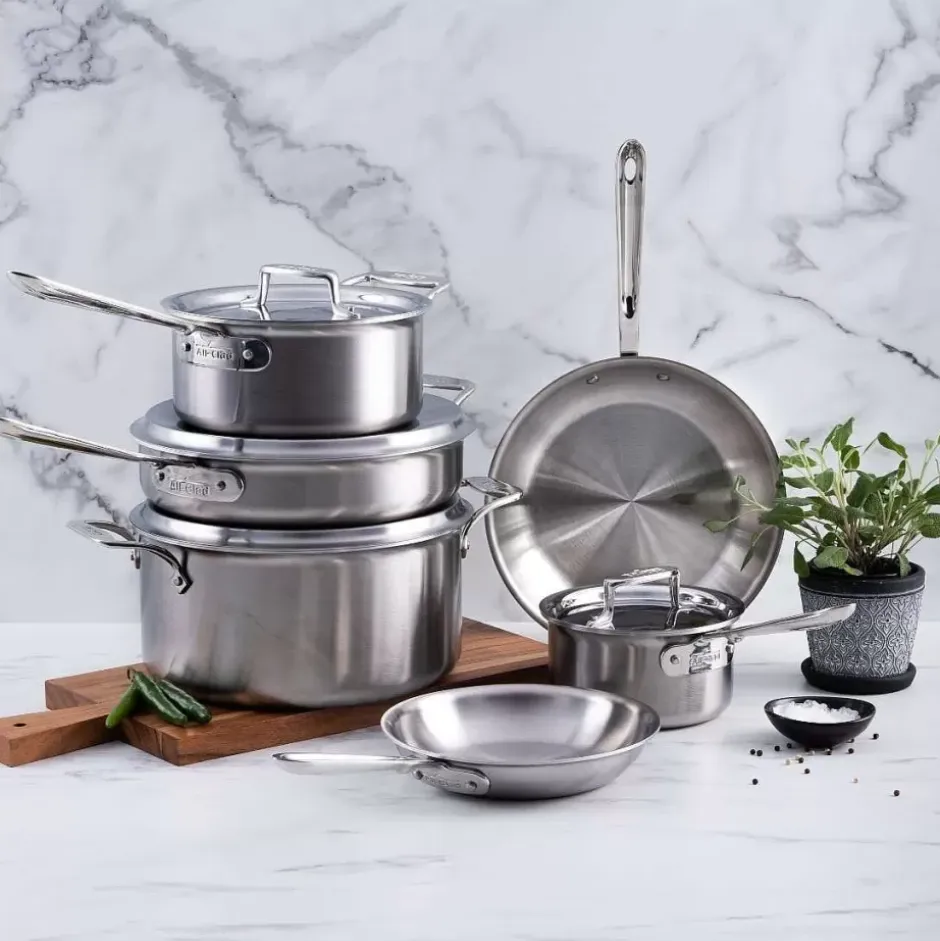 D5 Stainless Brushed 5-Ply Bonded Cookware Set, 10 Piece Set>All-Clad Online