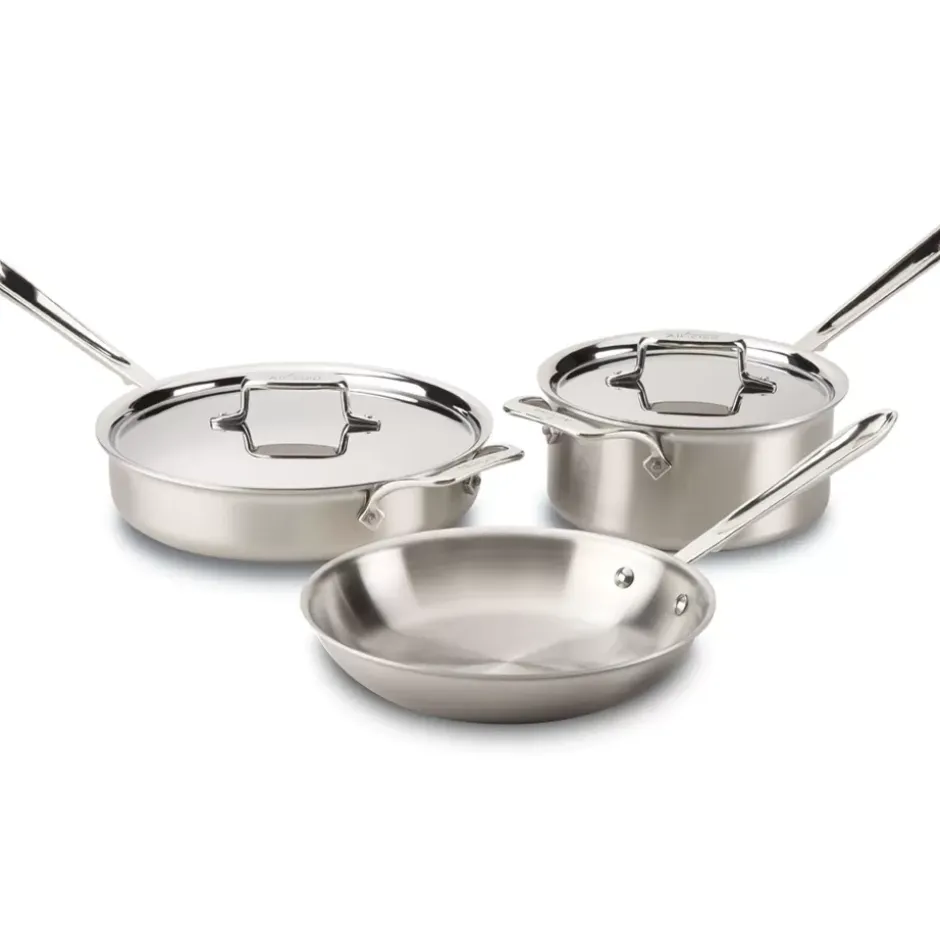 D5 Stainless Brushed 5-Ply Bonded 5 Piece Cookware Set, 5 Piece Pan Set>All-Clad Hot
