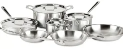 D5 Stainless Brushed 5-Ply Bonded Cookware Set, 11 Piece Set>All-Clad Best