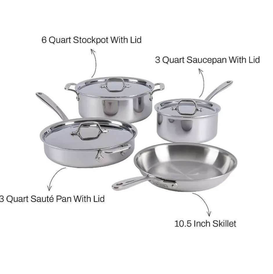 D3 Stainless Everyday, 7 Piece Pots And Pans Cookware Set>All-Clad Hot
