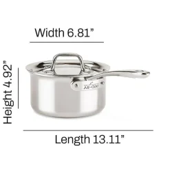 D3 Stainless Everyday 3-Ply Bonded Cookware, Sauce Pan With Lid, 1.5 Quart>All-Clad New