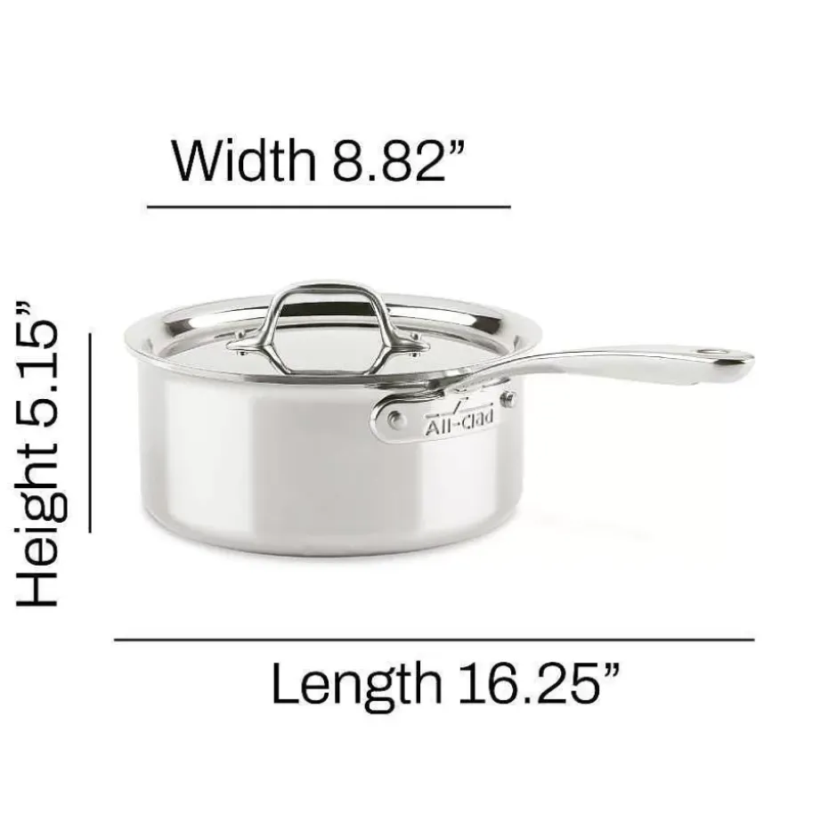 D3 Stainless Everyday 3-Ply Bonded Cookware, Sauce Pan With Lid, 3 Quart>All-Clad Fashion