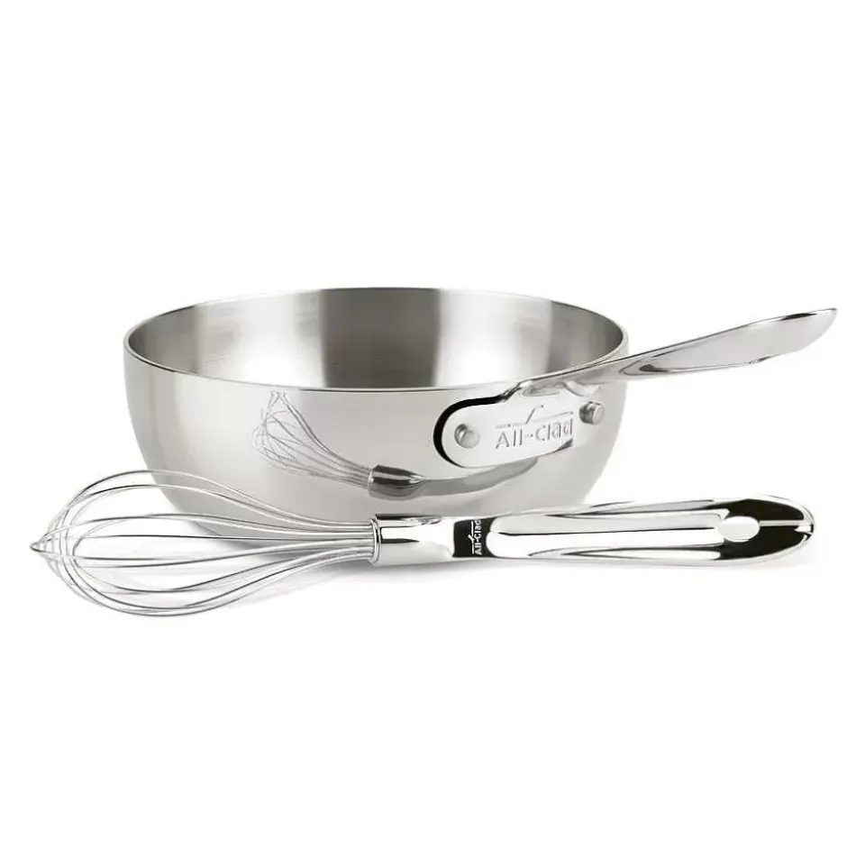 D3 Stainless 3-Ply Bonded Cookware, Saucier With Whisk, 2 Quart>All-Clad Discount