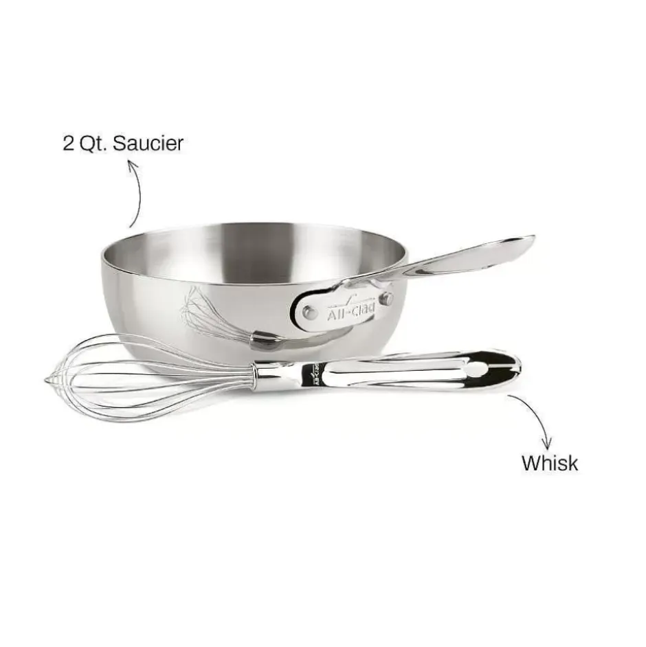 D3 Stainless 3-Ply Bonded Cookware, Saucier With Whisk, 2 Quart>All-Clad Discount