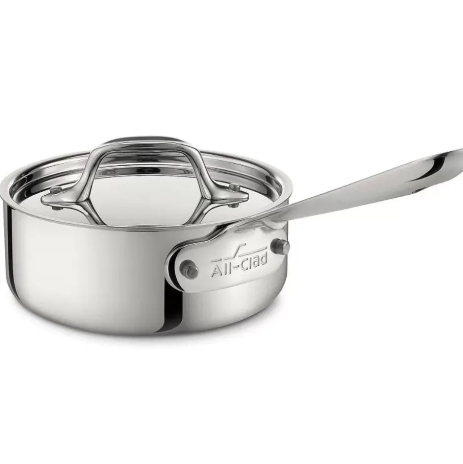 D3 Stainless 3-Ply Bonded Cookware, Sauce Pan With Lid, 1 Quart>All-Clad New
