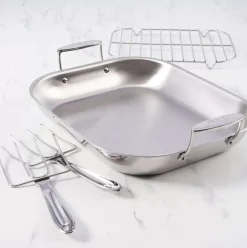 D3 Stainless 3-Ply Bonded Cookware, Large Flared Roaster With Rack And Two Turkey Forks>All-Clad Sale
