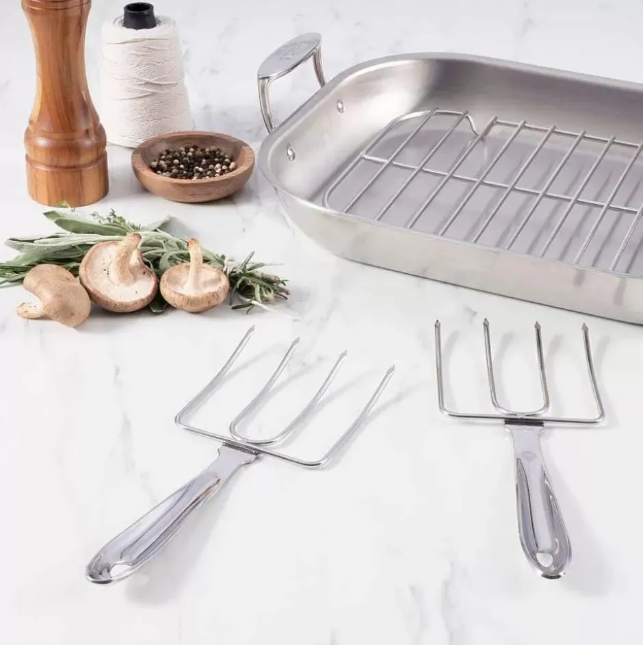 D3 Stainless 3-Ply Bonded Cookware, Large Flared Roaster With Rack And Two Turkey Forks>All-Clad Sale