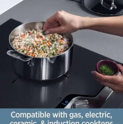 D3 Stainless 3-Ply Bonded Cookware, Fry Pan With Lid, 12 Inch><noscript><img width=