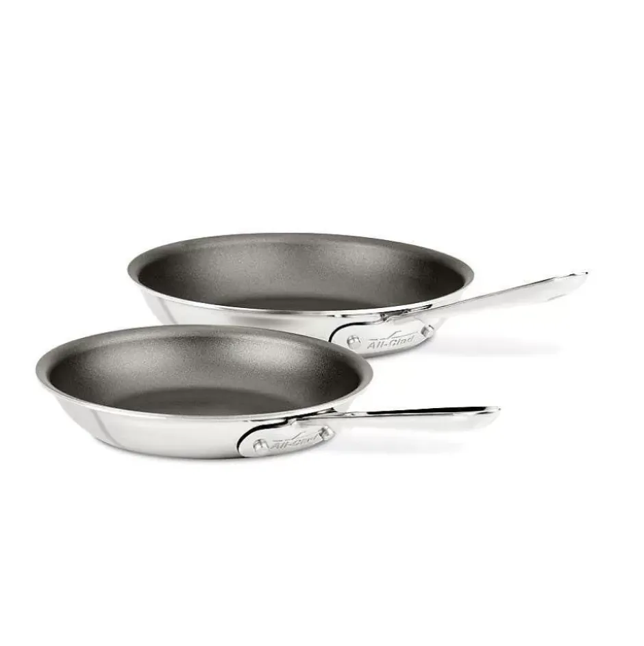 D5 Stainless Polished 2 Piece Nonstick Fry Pan Set, 8 & 10 Inch>All-Clad Clearance