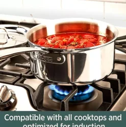D5 Stainless Polished 5-Ply Bonded Cookware, Sauce Pan With Lid, 2 Quart><noscript><img width=