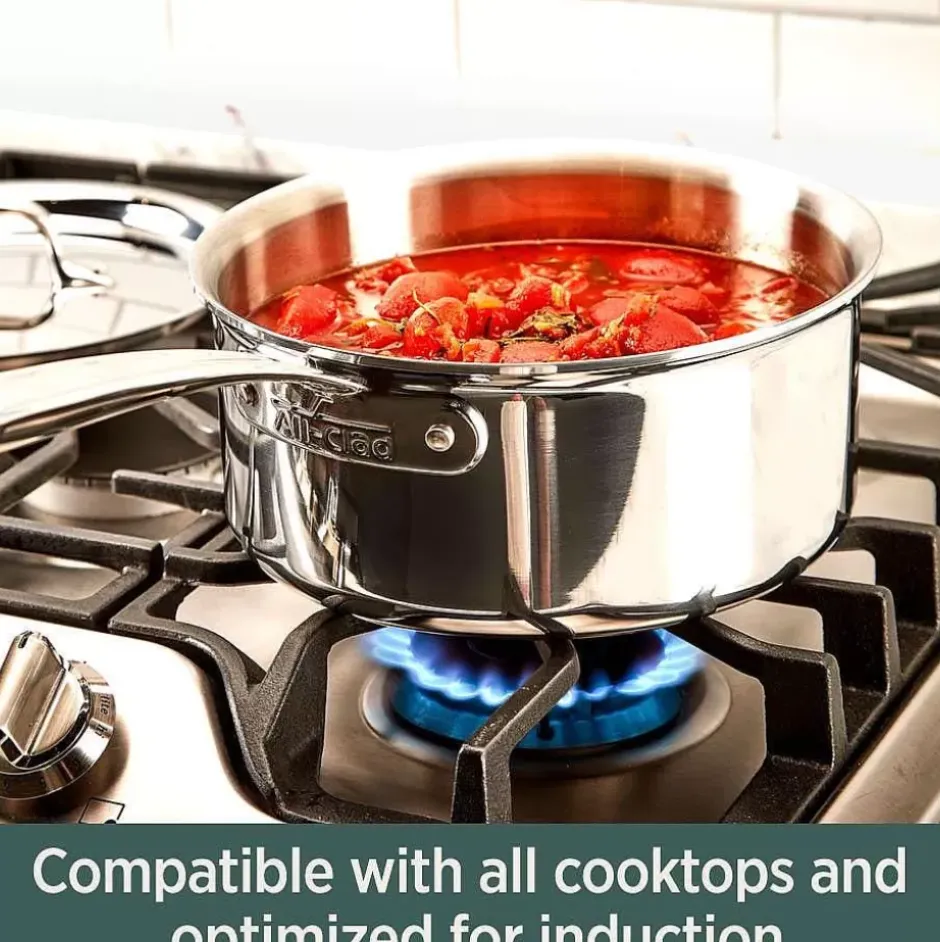 D5 Stainless Polished 5-Ply Bonded Cookware, 3 Quart Sauce Pan With Lid>All-Clad Fashion