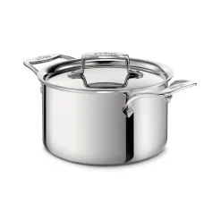 D5 Stainless Polished 5-Ply Bonded Cookware, 4 Qt Pot With Lid><noscript><img width=