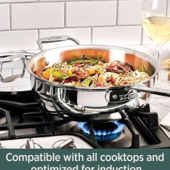D5 Stainless Polished 5-Ply Bonded Cookware, Chicken Fryer With Screen, 4 Quart><noscript><img width=