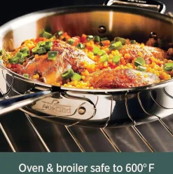 D5 Stainless Polished 5-Ply Bonded Cookware, Chicken Fryer With Screen, 4 Quart><noscript><img width=