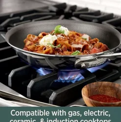 D5 Stainless Polished 5-Ply Bonded Cookware, Nonstick Fry Pan, 12 Inch><noscript><img width=