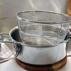 D5 Stainless Polished 5-Ply Bonded Cookware, Deep Fryer Set With Lid And Basket, 6 Quart><noscript><img width=