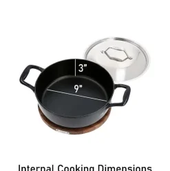 Enameled Cast Iron, Braiser With Lid And Acacia Wood Trivet, 4 Quart><noscript><img width=