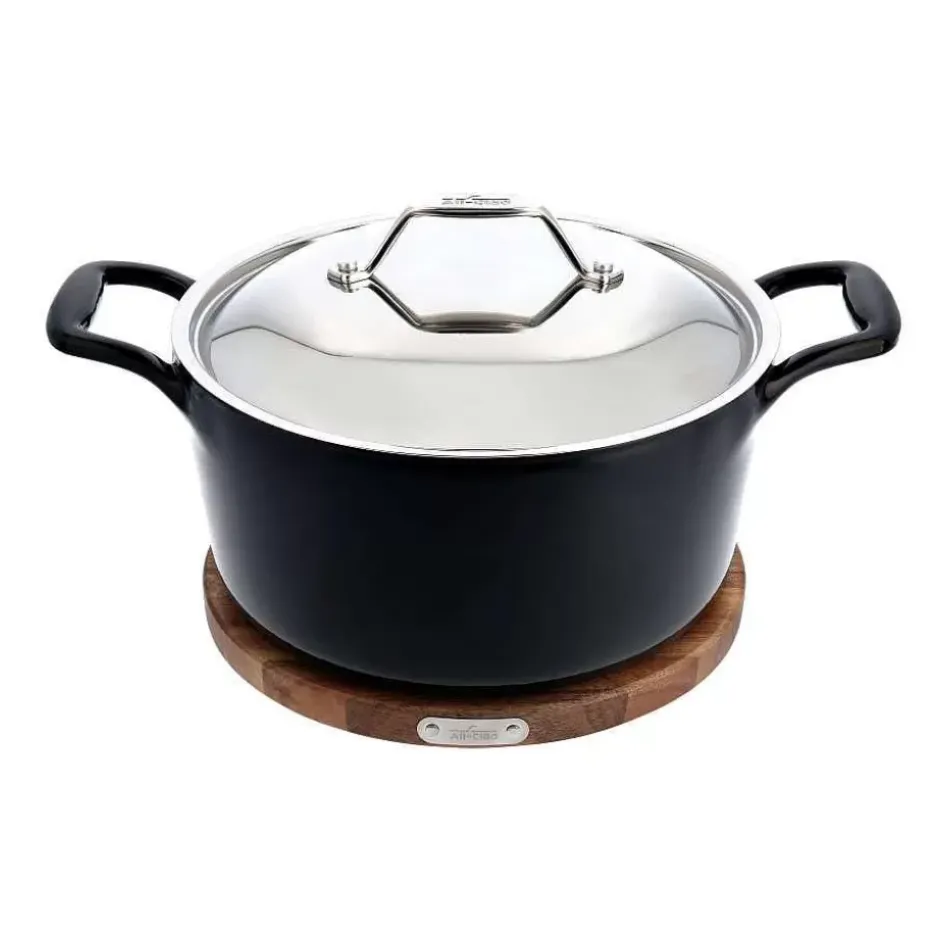 Enameled Cast Iron, Dutch Oven With Lid And Acacia Wood Trivet, 6 Quart>All-Clad Outlet