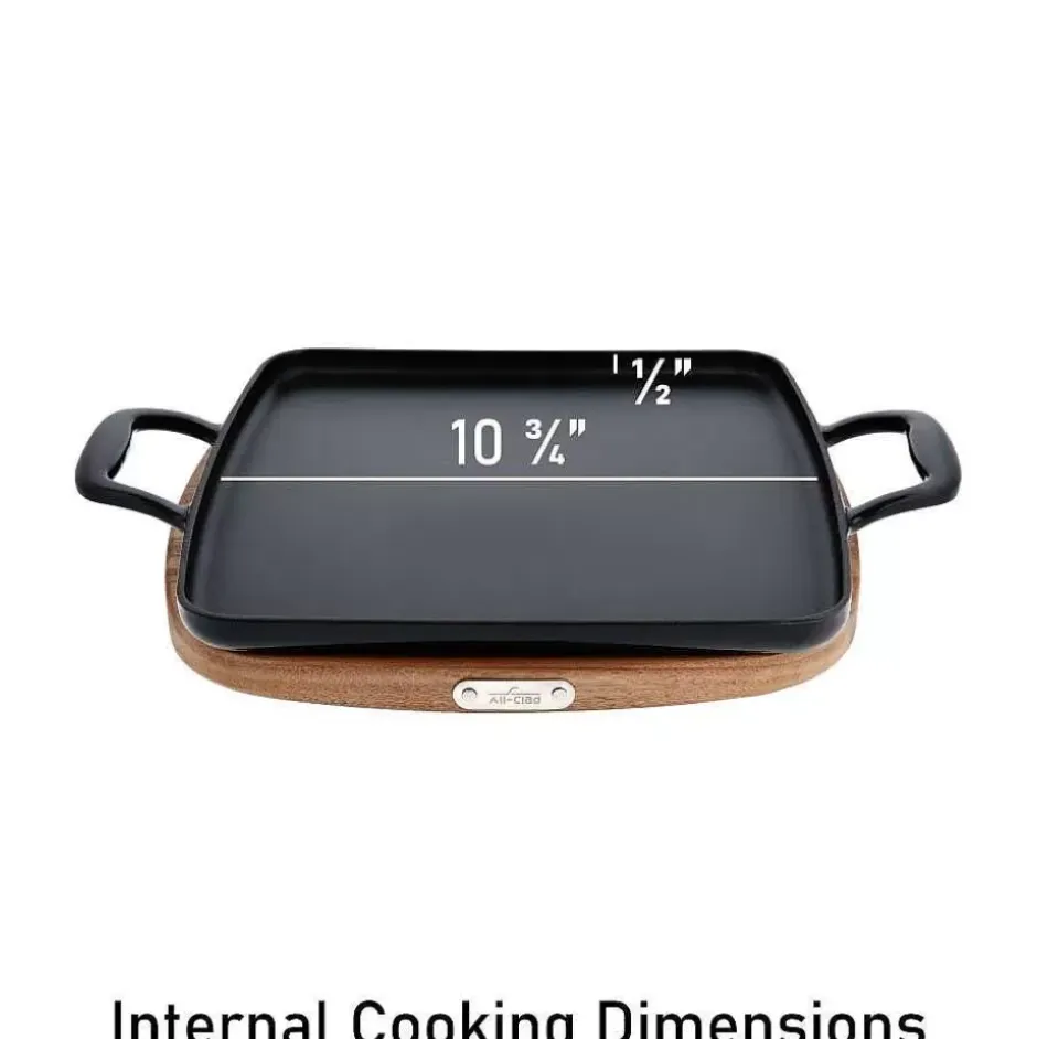 Enameled Cast Iron, Griddle With Acacia Wood Trivet, 11 Inch>All-Clad Best