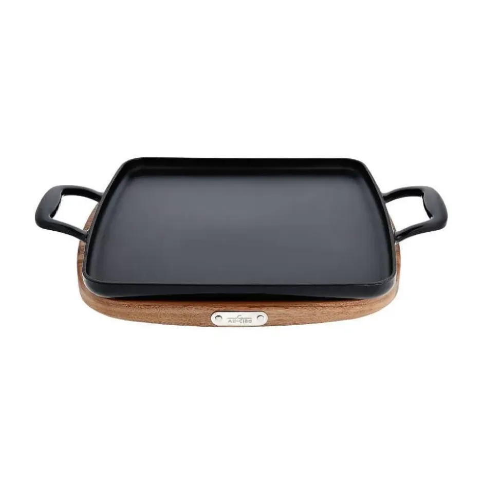 Enameled Cast Iron, Griddle With Acacia Wood Trivet, 11 Inch>All-Clad Best