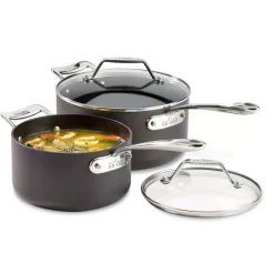 Essentials Nonstick Cookware Set, 2 Piece Sauce Pan Set With Lids, 2.5 & 4 Quart><noscript><img width=