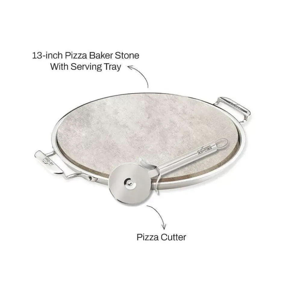Gourmet Accessories, 13-Inch Pizza Baker Stone With Serving Tray & Pizza Cutter>All-Clad Hot
