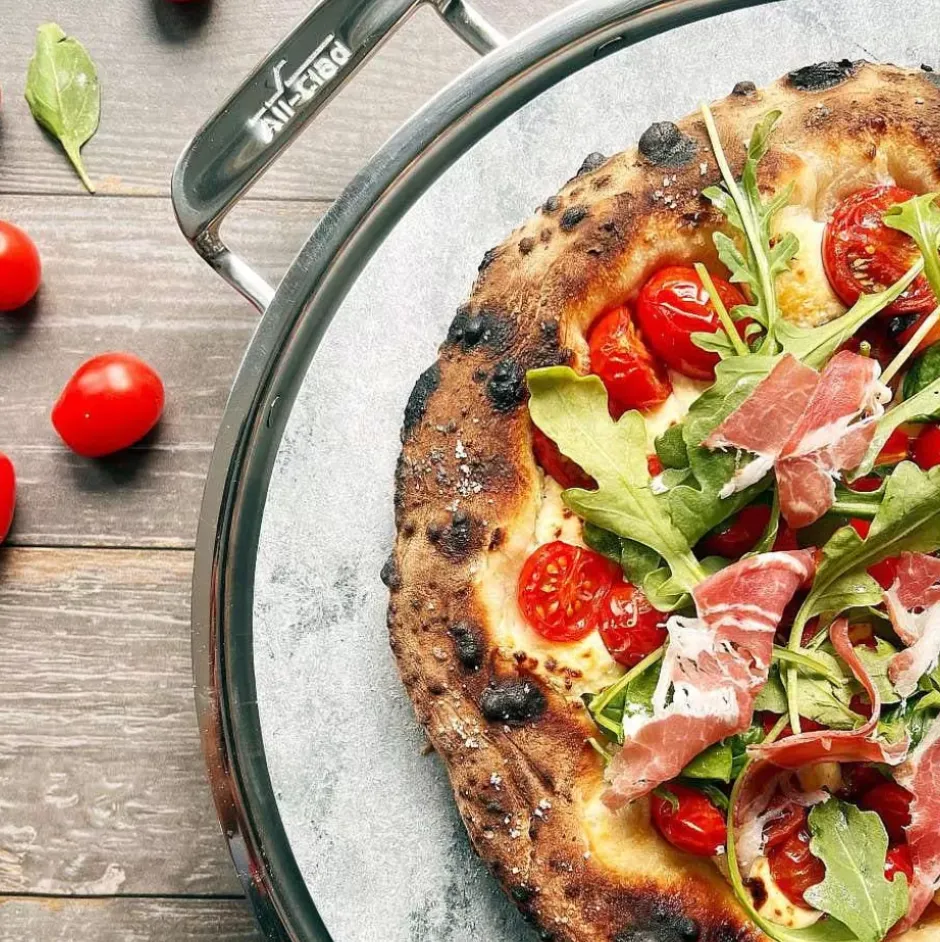 Gourmet Accessories, 13-Inch Pizza Baker Stone With Serving Tray & Pizza Cutter>All-Clad Hot