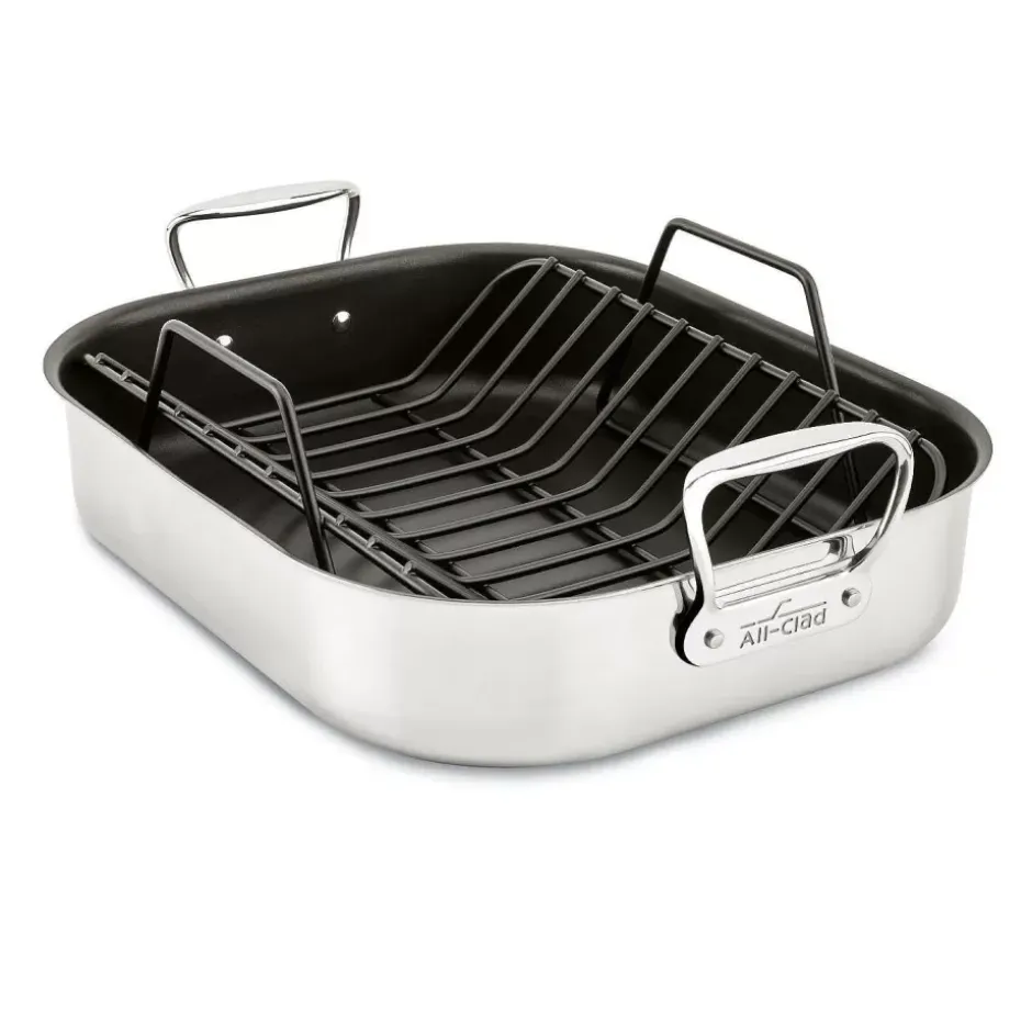 Gourmet Accessories, Large Stainless Steel Nonstick Roaster With Rack, 13 X 16 Inch>All-Clad Clearance
