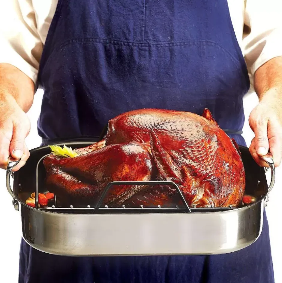 Gourmet Accessories, Large Stainless Steel Nonstick Roaster With Rack, 13 X 16 Inch>All-Clad Clearance