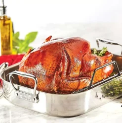 Gourmet Accessories, Large Stainless Steel Roaster With Rack, 13 X 16 Inch>All-Clad Outlet