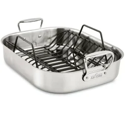 Gourmet Accessories, Large Stainless Steel Roaster With Rack, 13 X 16 Inch><noscript><img width=