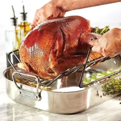 Gourmet Accessories, Large Stainless Steel Roaster With Rack, 13 X 16 Inch><noscript><img width=