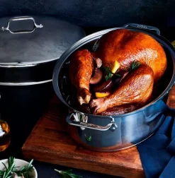 Gourmet Accessories, Stainless Steel Oval Roaster Roaster With Lid And Flat Rack, 19 X 12 X 10 Inch><noscript><img width=