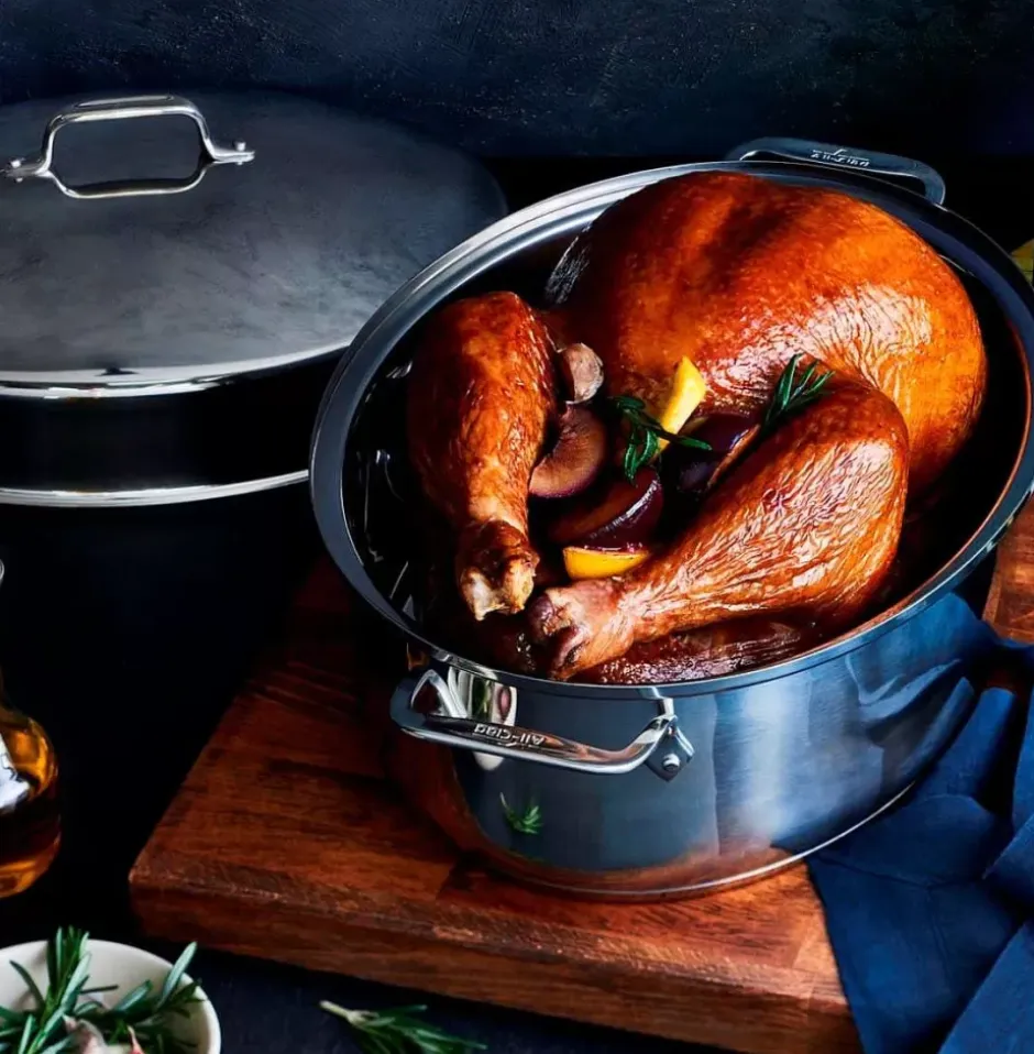 Gourmet Accessories, Stainless Steel Oval Roaster Roaster With Lid And Flat Rack, 19 X 12 X 10 Inch>All-Clad Hot