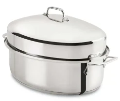 Gourmet Accessories, Stainless Steel Oval Roaster Roaster With Lid And Flat Rack, 19 X 12 X 10 Inch><noscript><img width=