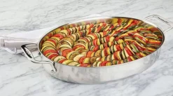 Gourmet Accessories, Stainless Steel Oval Baker With 2 Red Pot Holders, 15 Inch><noscript><img width=