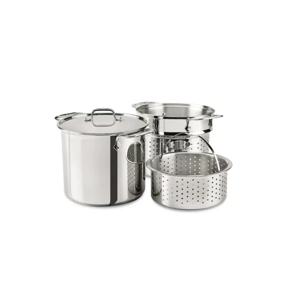Gourmet Accessories, Stainless Steel Multi-Pot With Lid, Perforated Insert And Steaming Insert, 8 Quart>All-Clad Hot
