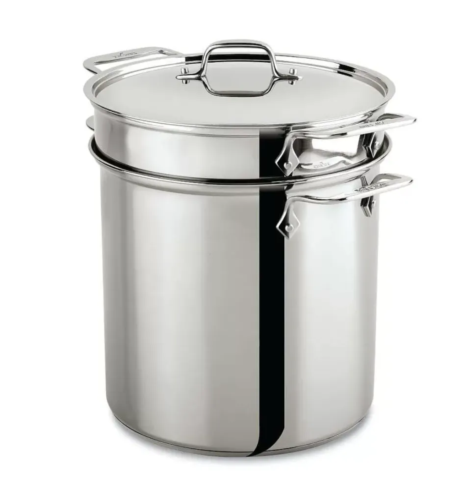 Gourmet Accessories, Stainless Steel Multi-Pot With Lid, Perforated Insert And Steaming Insert, 8 Quart>All-Clad Hot