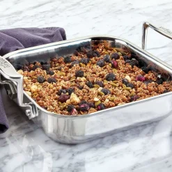 Gourmet Accessories, Stainless Steel Square Baker With Lid, 8 Inch><noscript><img width=