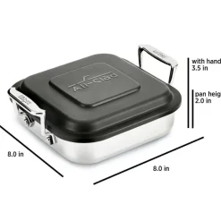 Gourmet Accessories, Stainless Steel Square Baker With Lid, 8 Inch><noscript><img width=