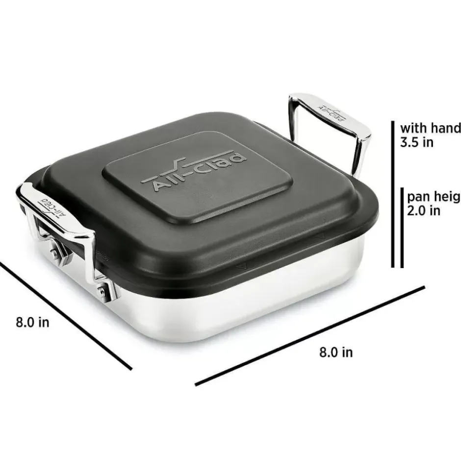 Gourmet Accessories, Stainless Steel Square Baker With Lid, 8 Inch>All-Clad Clearance