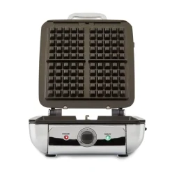 Gourmet Stainless Steel Belgian Waffle Maker With Removable Plates, 4 Slice><noscript><img width=