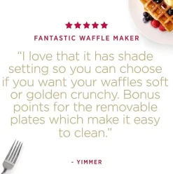 Gourmet Stainless Steel Belgian Waffle Maker With Removable Plates, 4 Slice><noscript><img width=