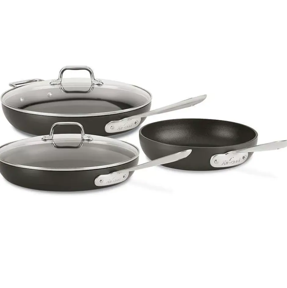 Ha1 Hard Anodized Nonstick Cookware, Fry Pan Set, 8 Inch, 10 Inch With Lid, 12 Inch With Lid>All-Clad Sale